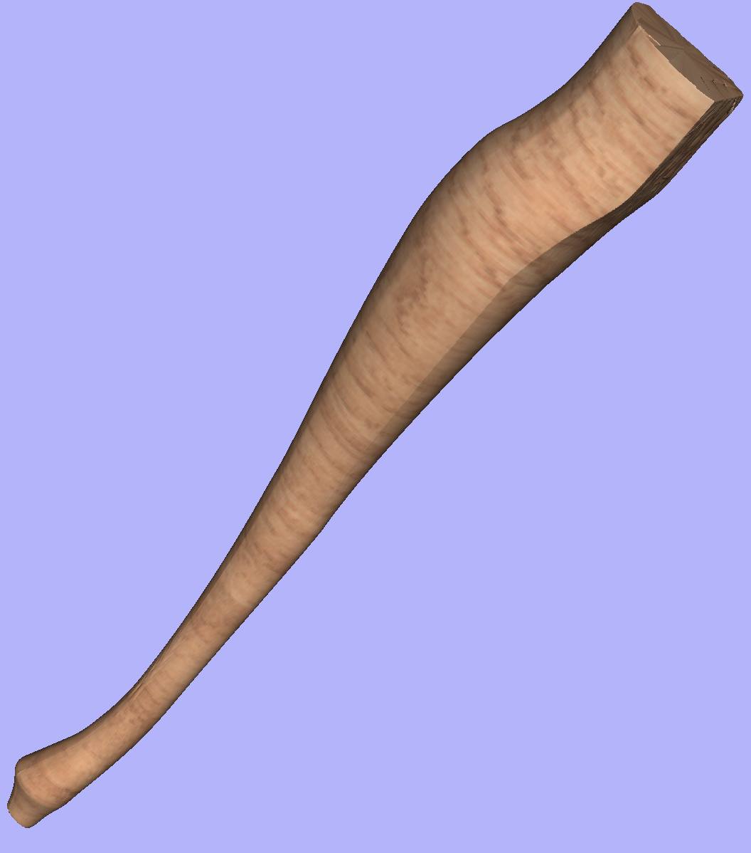 A table leg modelled using techniques from single-sided modelling 